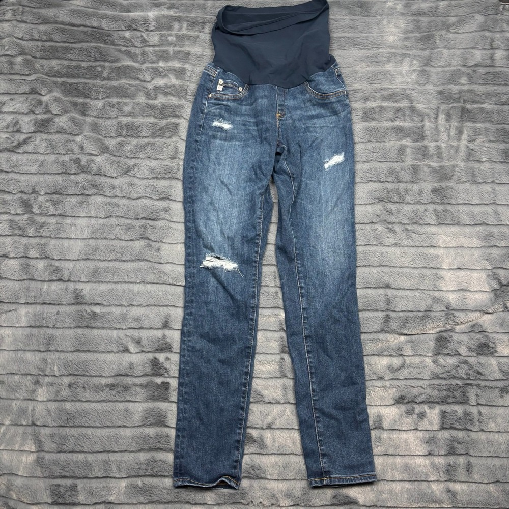 AG Adriano Goldschmied Maternity Skinny Jeans Distressed Blue Size 28R MSD1389